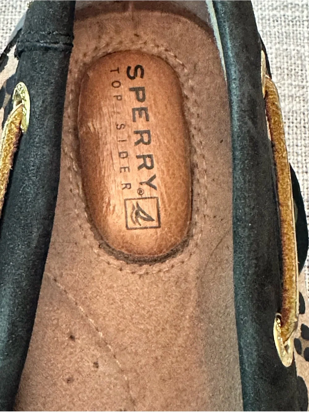 Sperry Top-Sider Boat Shoes Women 8M‎ Black Beige Leopard Mob Wife